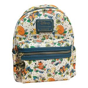 LOUNGEFLY Backpack White Disney Lion King Tattoo Charm Pumba Simba Scar Tropical
